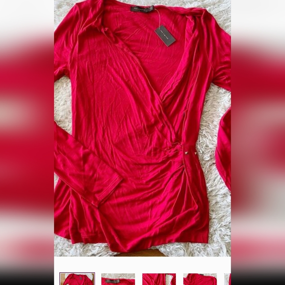 NEW The Limited wrap stretch long sleeve red blouse womens size medium M